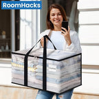 RoomHacks Moving Bags, Heavy Duty Large Storage Bags, 125L, 2 Pack, Clear | Water-Resistant Packing Bags with Reinforced Handles & Dual Zippers, Foldable Storage Totes for Dorm Move & Home Organization - Image 6