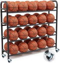 Colingmill Heavy Duty Basketball Rack with Wheels, Multi-tier Rolling Ball Storage Cart, Sports Equipment Organizer for School, Gym, Club Shoot Training(55 x 14 x 47 Inches,40 Balls) by Colingmill