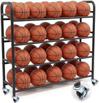 Colingmill Heavy Duty Basketball Rack with Wheels, Multi-tier Rolling Ball Storage Cart, Sports Equipment Organizer for School, Gym, Club Shoot Training(55 x 14 x 47 Inches,40 Balls) by Colingmill