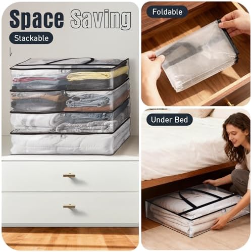 6 Packs 40L Clear Under Bed Storage Containers, Large Clothes Storage Bags - Image 7