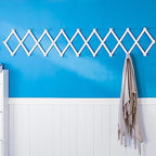 SKOLOO Accordion Wall Hanger with 28 Hooks, Modern Expandable Coat Rack Hat Rack for Wall, Solid Wooden, White - Image 2