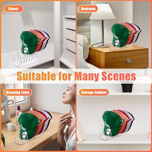 Hat Organizer for Baseball Caps Hat Rack Acrylic Hat Stand 4Pack No Install - Image 5