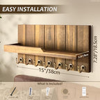 Rebee Vision Acacia Wood Key Holder Wall Mount for Home Decor, Brown - Image 2