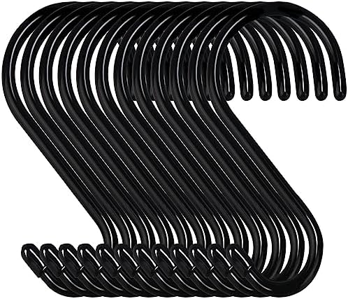 DINGEE 4 Inch 12 Pack S Hooks - Heavy Duty, Large Rubber Coated Black Non Slip Metal Hooks for Closet, Garden, Jeans, Plants, Jewelry, Pot, Pan, Cups, Towels by DINGEEUtilityHook