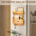 Rebee Vision Key Holder Wall Mount with Drawer for Home Decor, Light Brown - Image 4