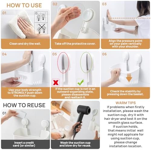 LEVERLOC Shower Caddy Suction Cup 2 Pack, Shower Organizer Removable Bathroom Shelf, Storage Suction Powerful Max Hold 22lbs Bathroom Caddy Waterproof Holder, White - Image 5