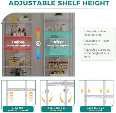 SINGAYE 6 Metal Shelves Wire Shelving Storage Shelf Adjustable Unit Pantry - Image 4