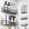 EUDELE 5-Pack Adhesive Shower Caddy Organizer, Large Capacity Rustproof Stainless Steel Shower Shelves, No Drill Bathroom Storage for Shower, Kitchen & Home Decor by EUDELE