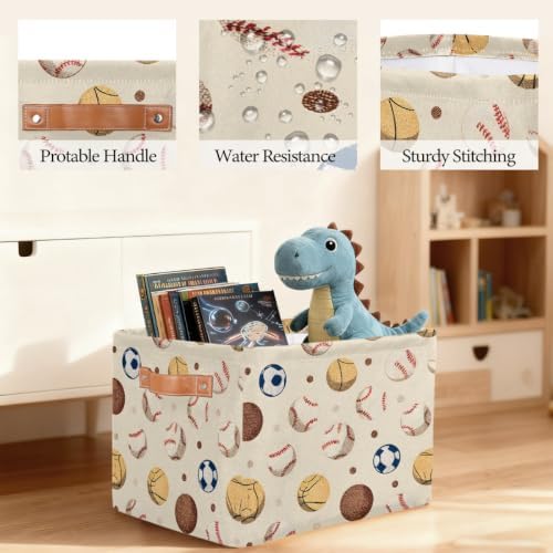 Soccer Storage Basket Toy Storage Bins Collapsible Cube Organizer - Image 6