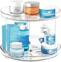 2 Tier Lazy Susan Bathroom Organizer, 9.25Inch Clear 360 Rotating Makeup Organizer for Vanity, Skincare Organizers Perfume Organizer, Spice Rack Organizer for Cabinet- Home Organization and Storage by BBQTOOLACCESSORIESFORGRIDDLE