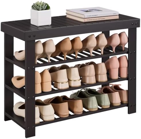 SONGMICS Bamboo Shoe Bench with Seat, 11.3 x 27.6 x 20.5 Inches by SONGMICSbySONGMICSHOME