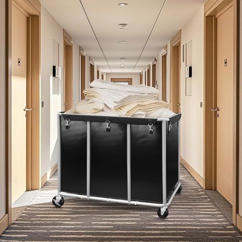 STORAGE MANIAC Commercial Laundry Cart with Wheels, 420L Black - Image 2