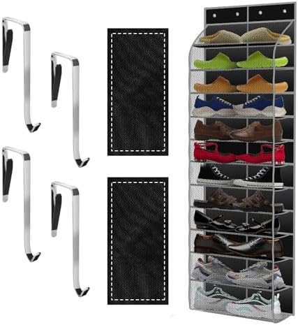Kotkn Over The Door Shoe Organizer with 12 Large Breathable Pockets - Durable Hanging Storage for the Entire Family's Shoes (Black) by Unknown