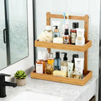 Bamboo Under Sink Organizer - 2 Tier Pull Out Cabinet Shelves with Adjustable Height, Undersink Storage Slide Out for Kitchen Bathroom Cabinet Pantry - Image 5