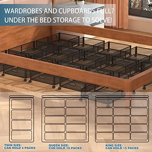 Foldable Bedroom Storage Organization with Handles - Under Bed Storage Containers with Wheels - Bins Drawer for Clothes, Blankets and Shoes - Image 4
