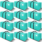 VELVETSURE 12 Pack Heavy Duty Large Moving Bags W/Backpack Straps - Strong Handles & Zippers, Storage Totes For Space Saving, Fold Flat, Alternative to Moving Box and Storage Bin, Aquamarine by VELVETSURE