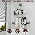Rustproof Shower Caddy Hanging with Soap Holders for Bathroom, White - Image 2