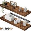 QEEIG Floating Shelves for Wall 23.6" Long - Wall Mounted Shelf Bathroom Kitchen Living Room Bedroom Farmhouse Home Decor Display Bookshelf Set of 2, Rustic Brown (008-60BN) by QEEIG