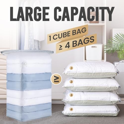 TAILI 12 Pack Cube Vacuum Storage Bags, Jumbo Size(31x40x15 inch), Clear - Image 3