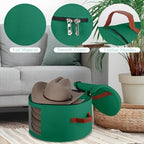 Samplife Hat Box,Hat Storage Box,Stackable Round Brim Hats Organizer Bag Container for Closet,Travel Hat Boxes for Women, Cowboy Hat Organizer, FoldableTravel Cap Boxes (08-Green, 16.5" D x 10.5" H) - Image 2