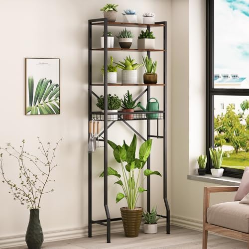 Over The Toilet Storage Rack, 4-Tier Bathroom Organizers and Storage with Adjustable Shelf, Freestanding Above Toilet Shelves for Bathroom & Laundry, Space Saver, Brown - Image 7