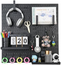 Pegboard Wall Organizer Kit – Heavy Duty 20lbs Load Bearing, Easy Installation, 4 Peg Board Panels 14 Accessories – Multi-Surface Use For Garage, Office, Kitchen & Crafts (Black Pegboard,24″×24″) by Colville