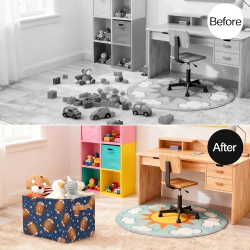Football Storage Basket Toy Storage Bins Collapsible Cube Organizer - Image 4