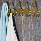 Dseap Coat Rack Wall Mounted - 5 Tri Hooks, Heavy Duty, Stainless Steel, Metal Coat Hook Rail for Coat Hat Towel Purse Robes Mudroom Bathroom Entryway (Gold, 2 Packs) - Image 5