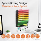 2Pack 8-Tier Wall File Organizer with Hook, Hanging File Organizer Black - Image 4