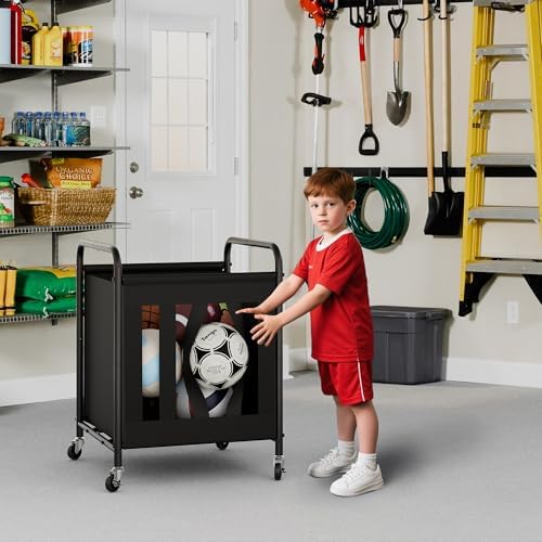 StorageWorks Sports Ball Storage Cart with Wheels, Garage Ball Storage - Image 5