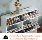Shoe Cabinet Storage,Modern Freestanding Organizer with 4 Flip Drawers,Narrow Shoe Rack Cabinet for Entryway,White - Image 4