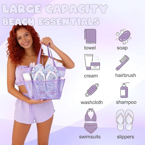 Mesh Shower Caddy Portable - 9 Pockets, Shower Bag for Dorm Room Camping - Image 6