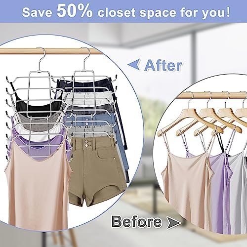 2Pcs Tank Top Hangers Space Saving Hanger Organizer Bra Hangers Silver - Image 3