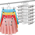 4 Pack Pants-Hangers-Space-Saving, 6 Tier-Closet-Organizers-and-Storage | Skirt Hooks with Clips, Closet-Organizer-Clothes-Organization Jeans Scarf Holder,College-Dorm-Room-Essentials Decor by SHUKEEKA