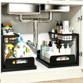 2 Pack Upgraded Under Sink Organizer, 2 Tier Pull out Kitchen Cabinet Organizer Metal Slide out Bathroom Organizers and Storage Makeup Drawer Organizer for Office Bedroom Restroom Living Room, L-Black by EGBULL