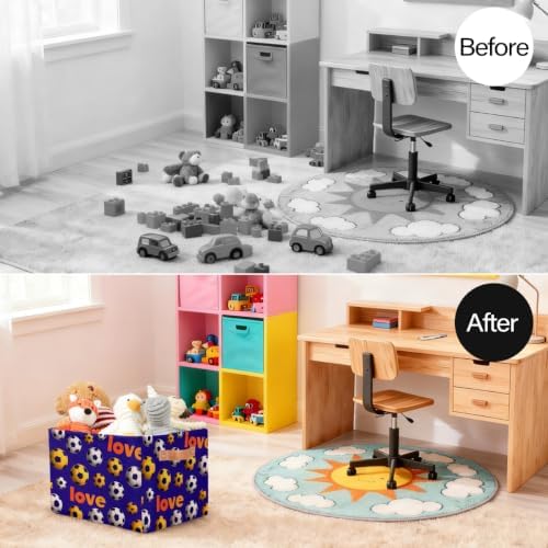 Soccer Storage Basket Toy Storage Bins Collapsible Cube Organizer - Image 4