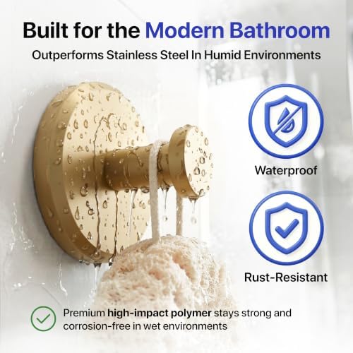 HOME SO Suction Cup Hooks for Shower & Bathroom Towel Holder 2-Pack Gold - Image 3
