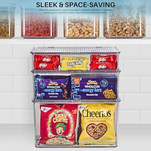 Sorbus Clear Storage Bins with Lids, Stackable Organizer (Large) - Image 6