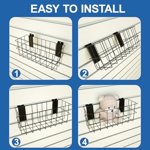 NeatiEase 29 PCS Slatwall Accessories Kit for Garage Rooms Shops Storage, Slat Wall Accessory Includes 3 Pack Slatwall Baskets Set and 26 PCS Multisized Heavy Duty Slatwall Hooks - Image 6