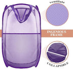 Collapsible Pop Up Laundry Hamper, Extra Large Mesh Foldable Laundry Basket, 28" x 16" x 16"(Purple) - Image 5