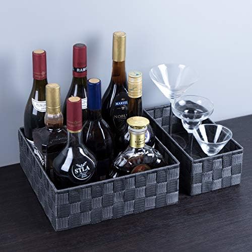 Posprica Woven Storage Baskets for Organizing, Small Baskets Cube Bin Container Tote Organizer Divider for Drawer, Closet, Shelf, Dresser, Set of 4(Dark Grey) - Image 4