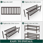 Smiry Bamboo Shoe Rack, 14 Vertical Slats, 4 Tier - 26.8" Wide, Brown - Image 5