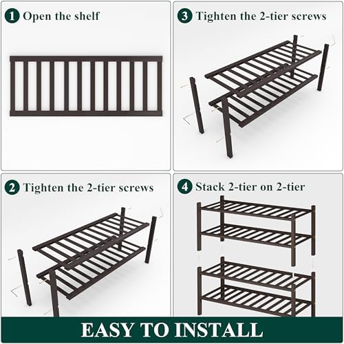 Smiry Bamboo Shoe Rack, 14 Vertical Slats, 4 Tier - 26.8" Wide, Brown - Image 5