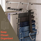 Campior Space Saving Pants Hangers 2 Pack, 6 Layer Jeans Hangers and Closet Organizer for Jeans, Scarves, & Skirts, Multi-Layer Hanger with Anti-Slip Stopper, Heavy-Duty S-Type Stainless Steel, Gray - Image 6