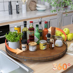 AMH 24-Inch Extra Large Farmhouse Oak Lazy Susan Organizer, Walnut Finish - Image 2