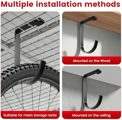 Bike Hooks for Garage Ceiling Mount Rack, Add on Storage Flat Hook, 8 Pack - Image 4