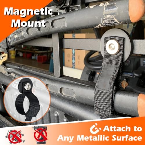 Strong Magnetic Hooks Strap, 2PC Magnetic Garage Storage Hooks, Heavy Duty Magnets Tool Holder for Hanging, Extension Cord Strap for Cable, Rope, Wire, Pick-up, RV, Workshop - Image 3