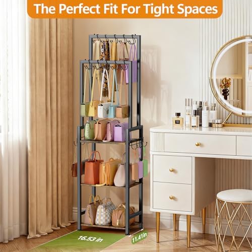 Tall Purse Organizer with Double Rods: Visible Backpack Handbag Storage - Image 3