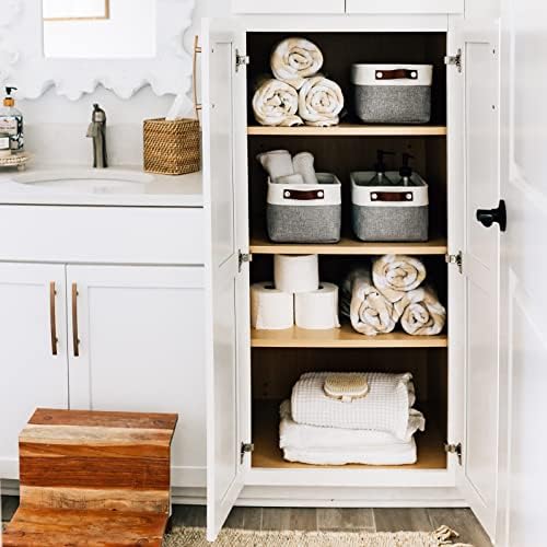 OrganiHaus 12x8in Canvas Storage Baskets, 3 Pack - Fabric Bins for Shelves - Image 5