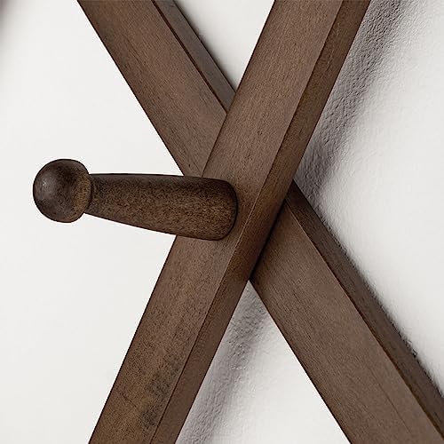 SKOLOO Accordion Wall Hanger with 22 Hooks, Modern Expandable Coat Rack Hat Rack for Wall, Solid Wooden, Walnut Color - Image 5